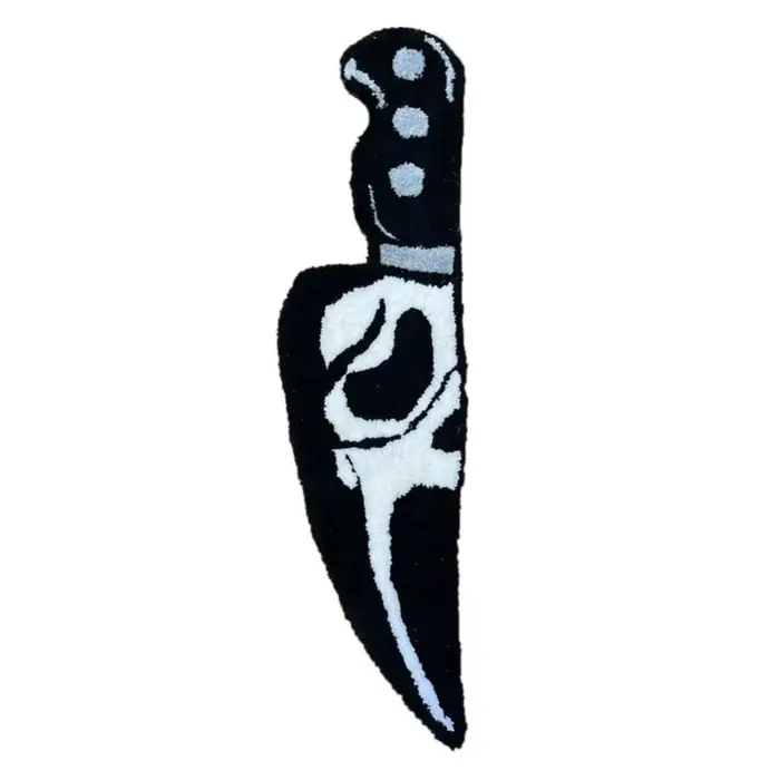 Tapis de chevet motif crâne et couteau, thème horreur Scream, résistant à l'usure, en cachemire, déc