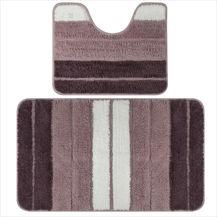 Ensemble de tapis de salle de bain 2 pièces en peluche Shaggy doux absorbant