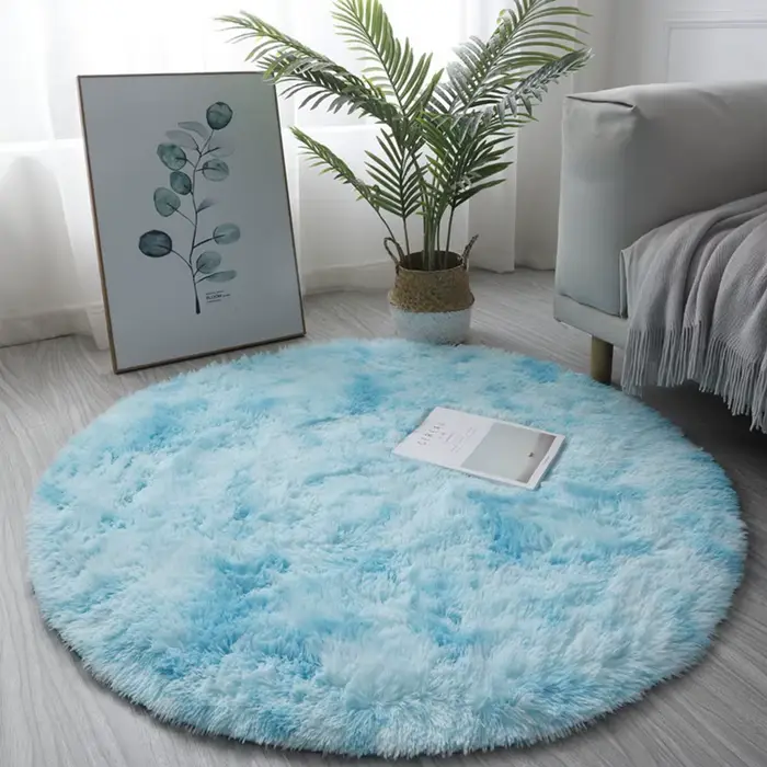 Tapis rond Shaggy circulaire, pour salon, chambre à coucher, tapis de sol antidérapant, zone douce, 