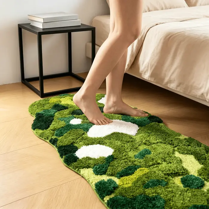 Tapis de chevet en mousse forestière