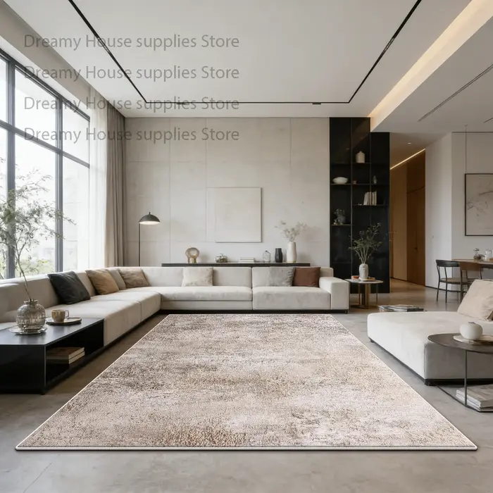 Tapis de salon couleur blanc cassé, décoration moderne pour la maison, grande surface, antidérapant,