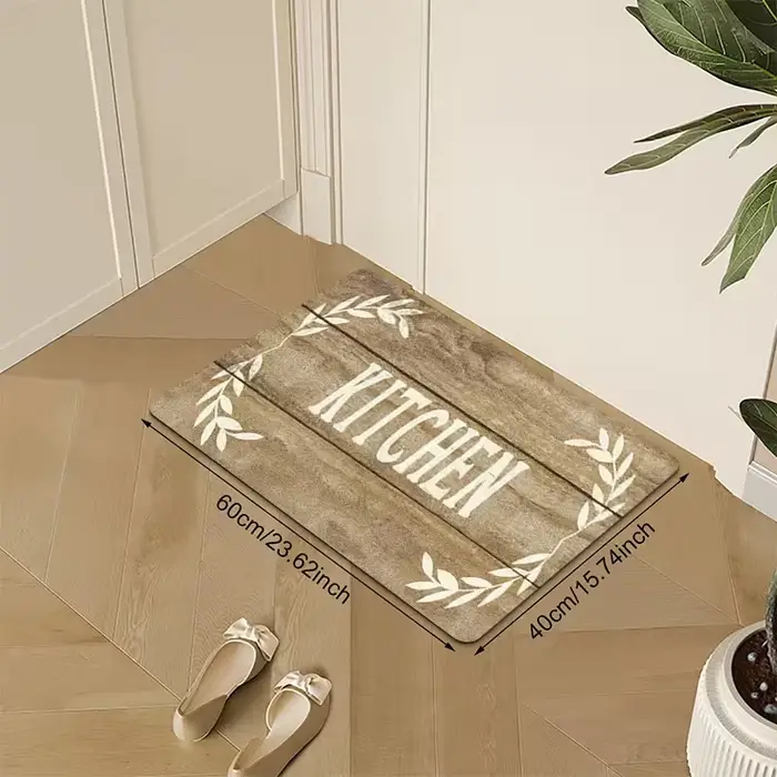 Tapis de cuisine, tapis de cuisine en grain de bois, tapis de sol antidérapants en polyester pour ta
