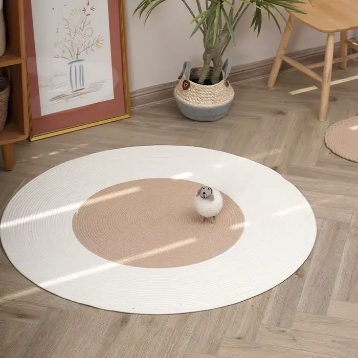 Tapis rond en coton tissé à la main de style nordique