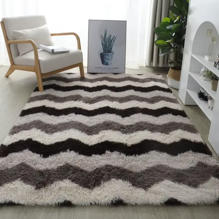 Grand tapis de salon moderne, cheveux longs, chambre d'enfant, décoration en fourrure, nordique, moe