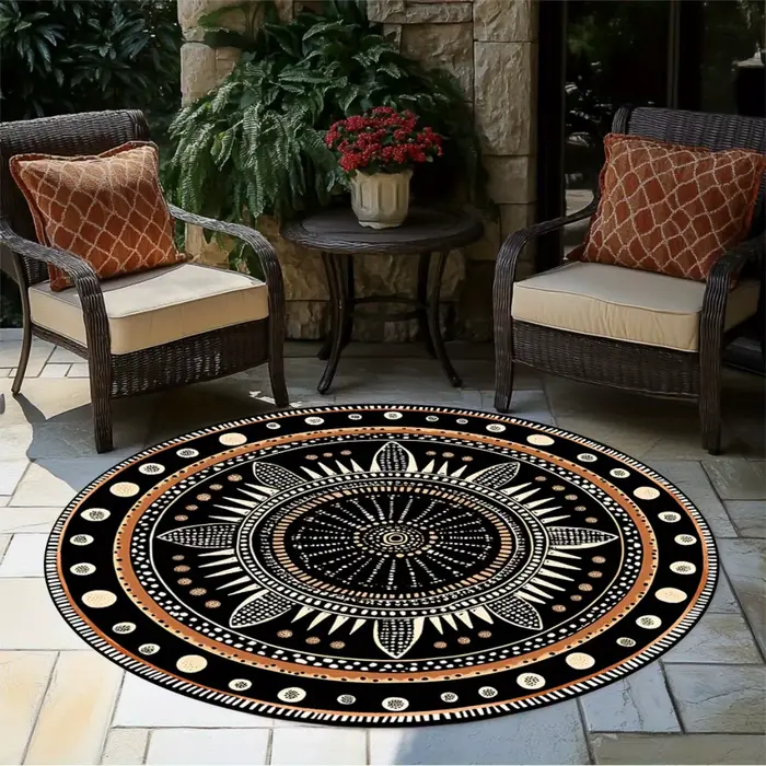 Tapis rond géométrique africain