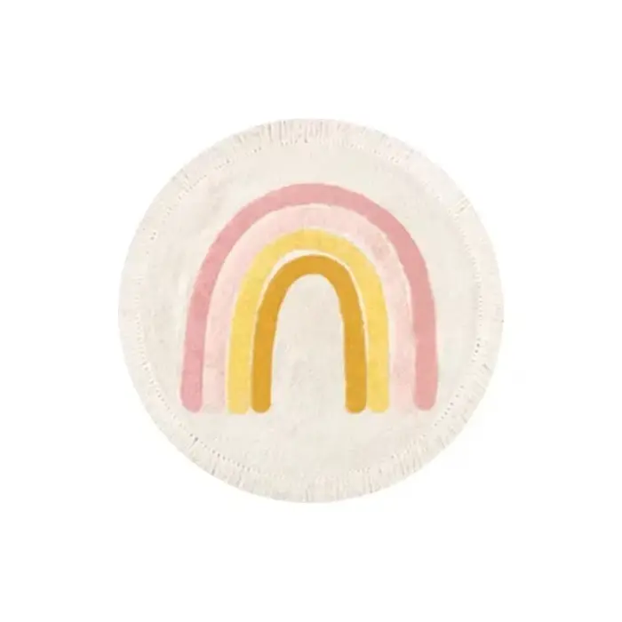 Tapis Rond en Polymère Lavable en Machine pour Chambre d'Enfant, Décoration de Maison, Mignon, Dessi