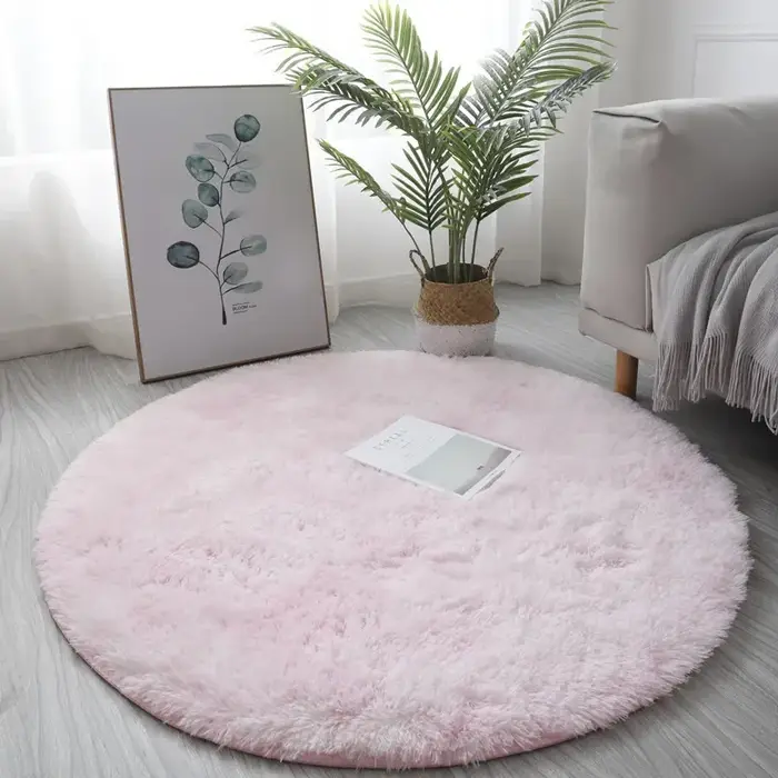 Tapis en Polymères Ronds en Peluche Super Doux, pour Salon, Décoration de Maison, Chambre d'Enfant,