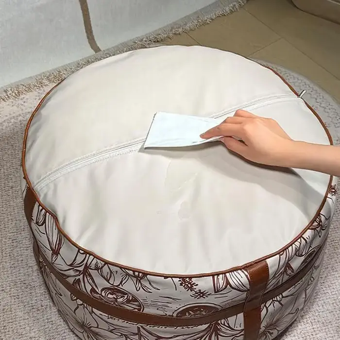 Housse de pouf ottoman à motif bohème, design remplissable, grande ouverture, repose-pieds, housse de pouf rond en cuir PU résistant à l'eau, pour salon