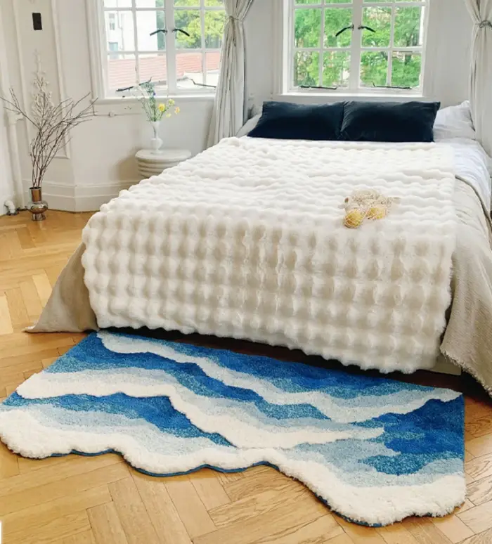 Tapis de sol antidérapant à motif de mer bleue