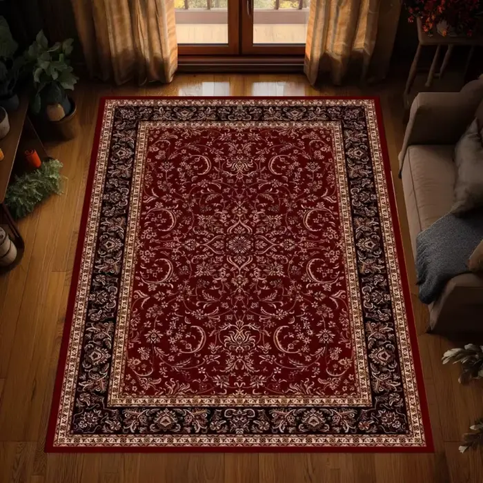Tapis afghan bohème rouge foncé