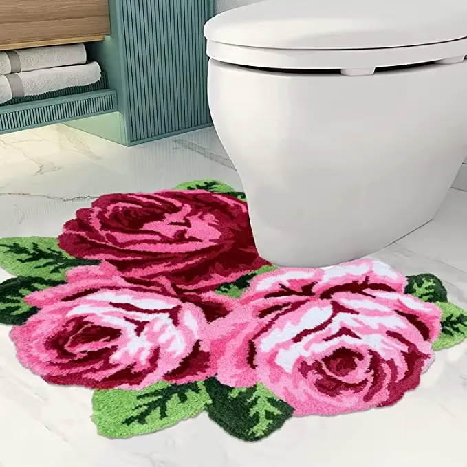 Tapis de sol capitonné en forme de Rose, forte Absorption d'eau, antidérapant, pour salon, chambre à coucher, produits ménagers