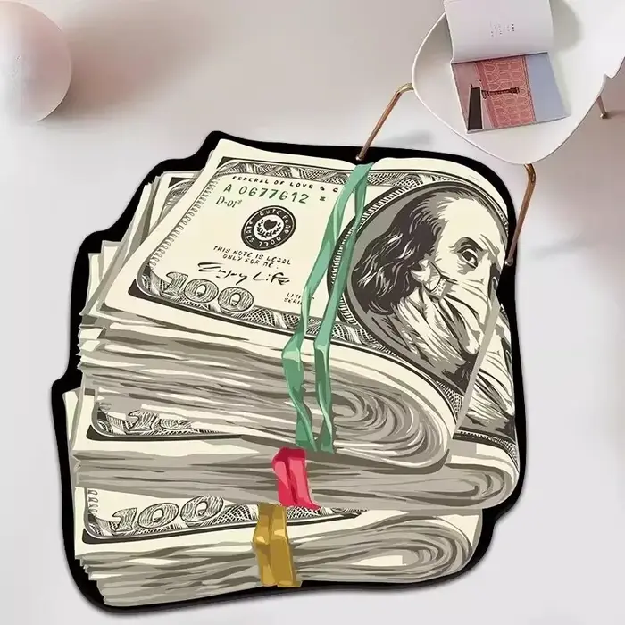 Tapis de chambre antidérapant, résistant aux taches, confortable, motif dollar tendance, tapis de dé