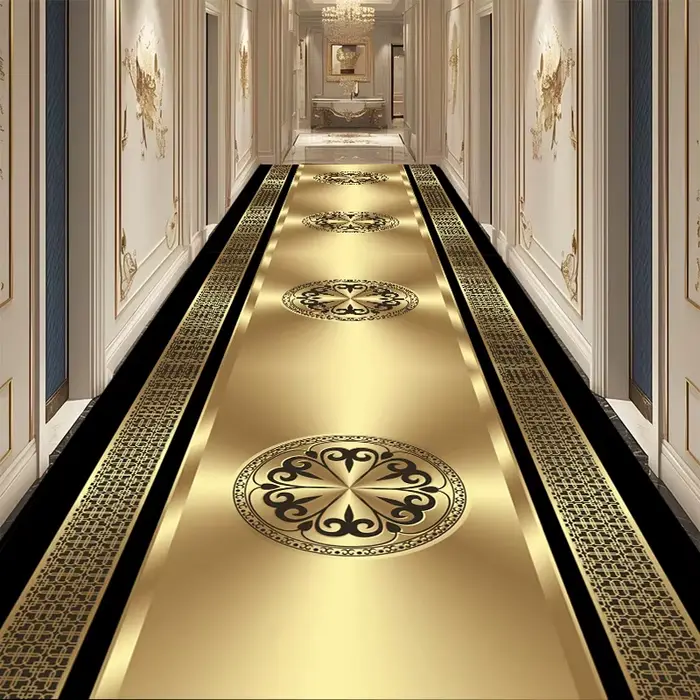 Tapis de Couloir de Luxe Noir Européen