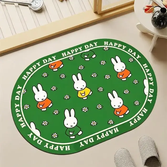 Tapis de sol Kawaii Miffy, tapis de sol de salle de bain mignon avec motif de dessin animé Miffy, ta