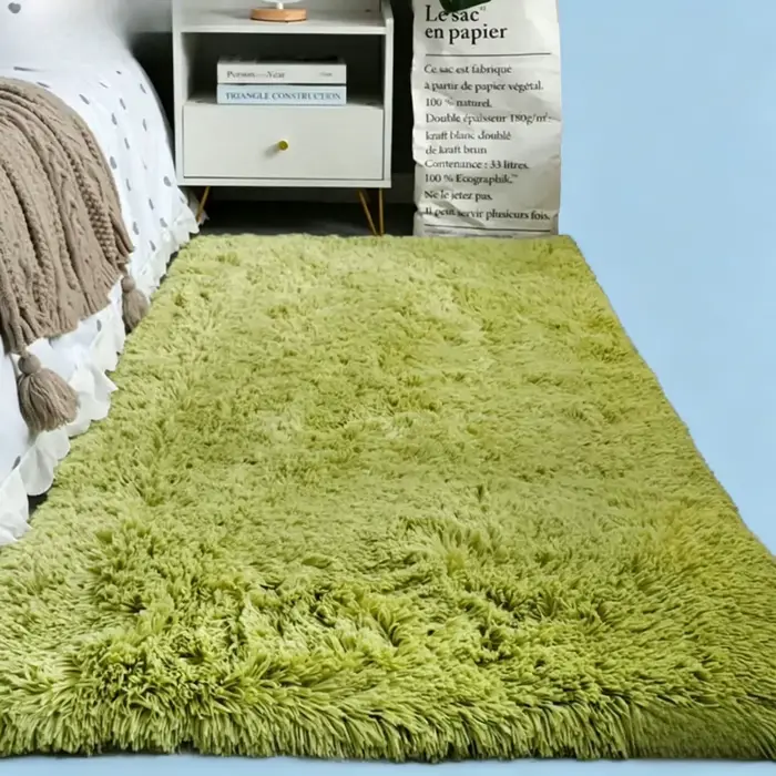 VIKAMA – tapis de sol en soie et laine, couleur unie, antidérapant, lavable, doux, décoration de la 
