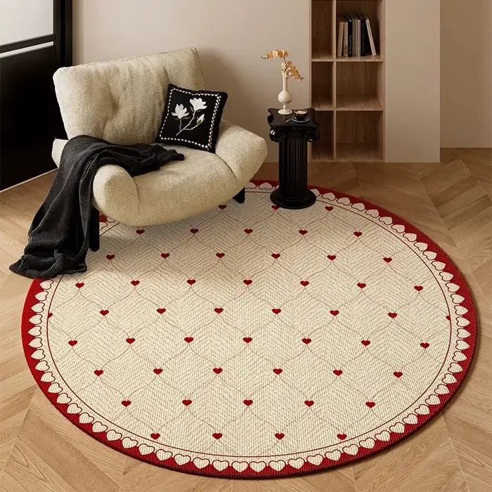 Tapis de salon rond résistant aux taches