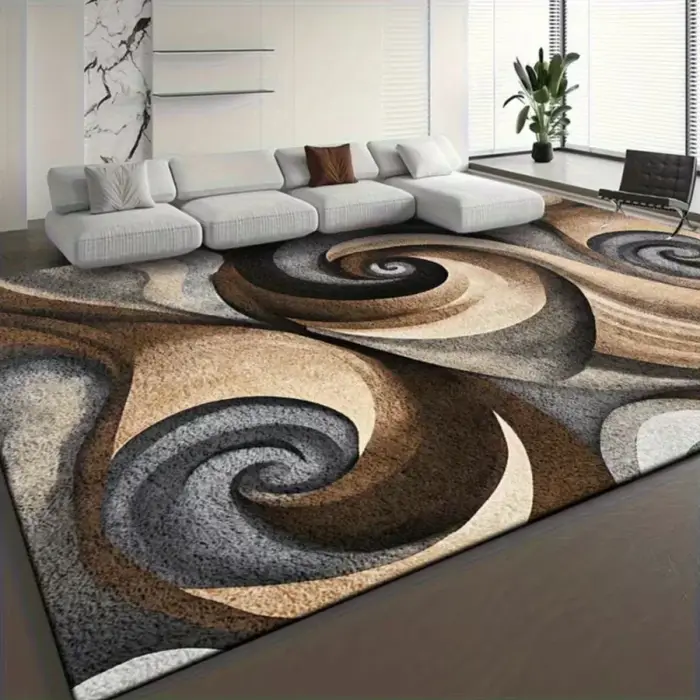 VIKAMA Tapis moderne à rayures abstraites, grand format, antidérapant, résistant aux taches, pour sa