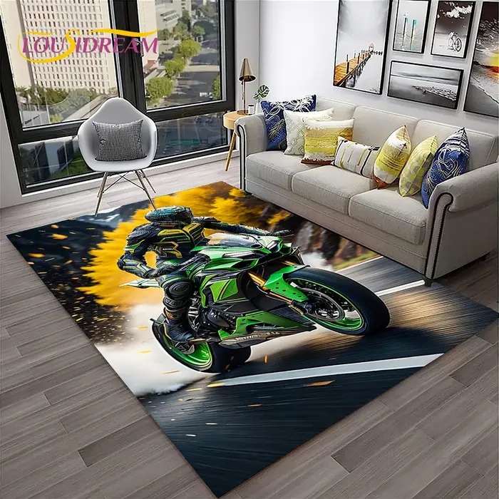 Tapis de Moto de course tout-terrain pour la maison, salon, chambre à coucher, décor de paillasson d