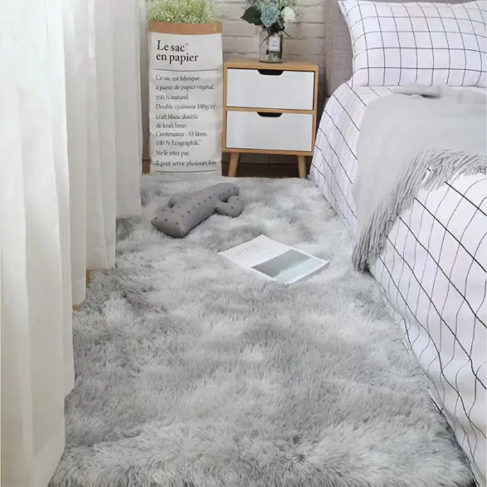 Tapis doux pour chambre à coucher, moelleux, antidérapant, teint par nouage, peluche, doux, Shag, po