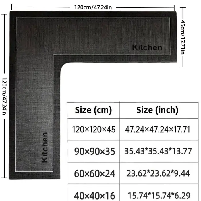Tapis de cuisine en forme de L