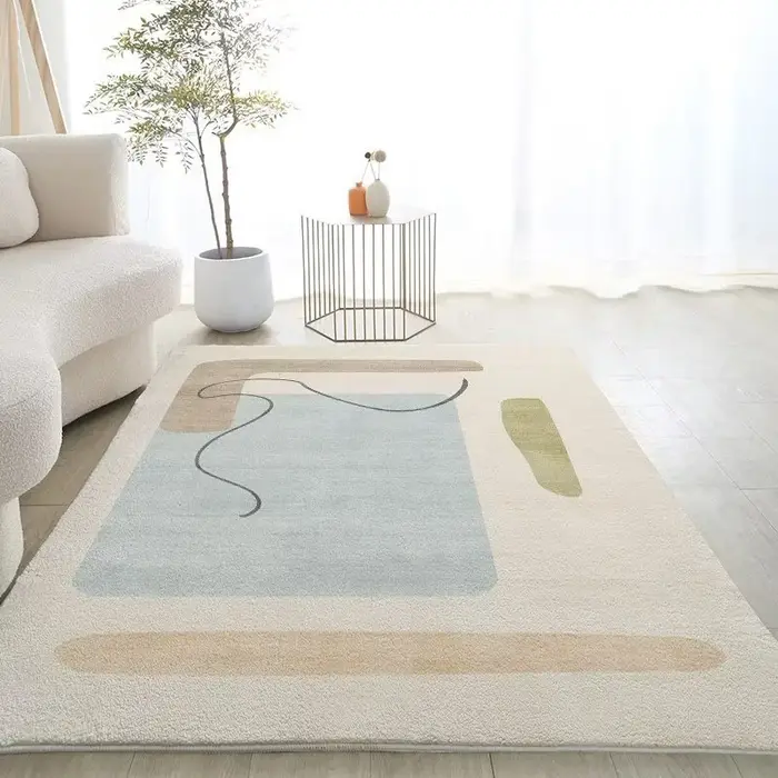 Tapis de Sol en Peluche Blanc Doux et Confortable