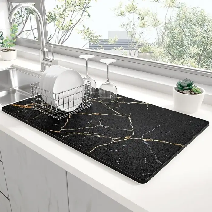 Tapis de séchage de cuisine en marbre