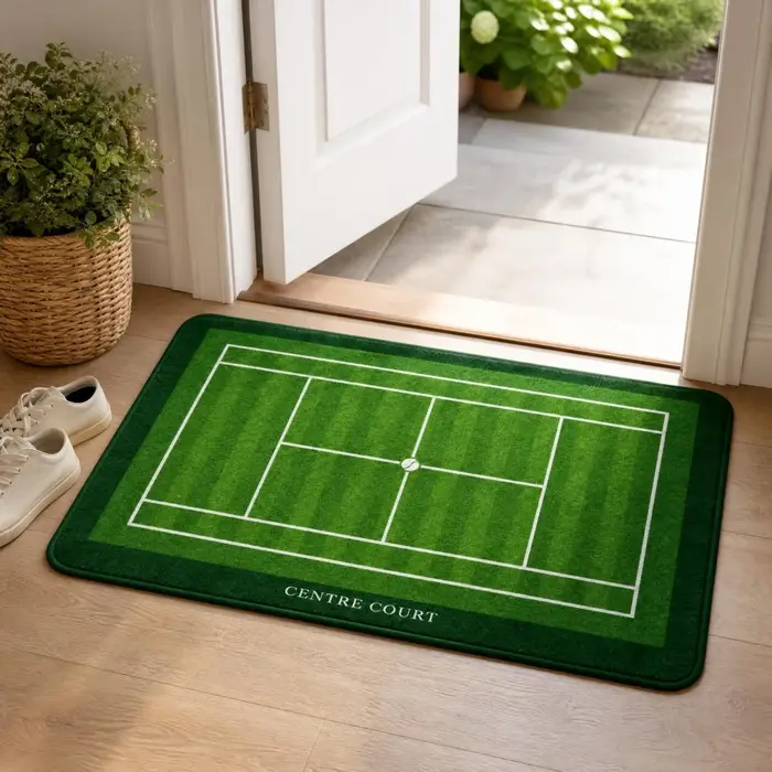 Tapis en velours cristal vert pour terrain de tennis
