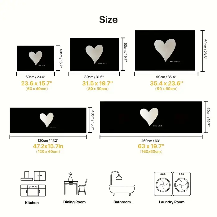 VIKAMA – tapis en forme de cœur pour la saint-valentin, doux et confortable, pour chambre à coucher, antidérapant, pour salle de bain et cuisine, décoration de maison