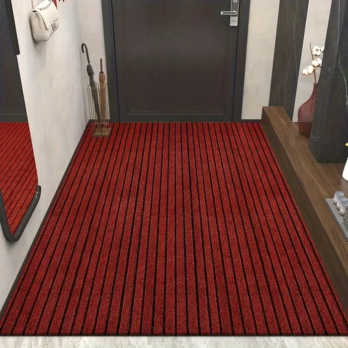 Tapis de porte de cuisine rayé de couleur unie