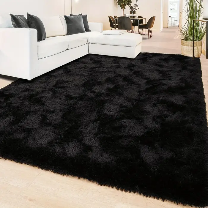 VIKAMA – tapis moderne en laine et soie noire
