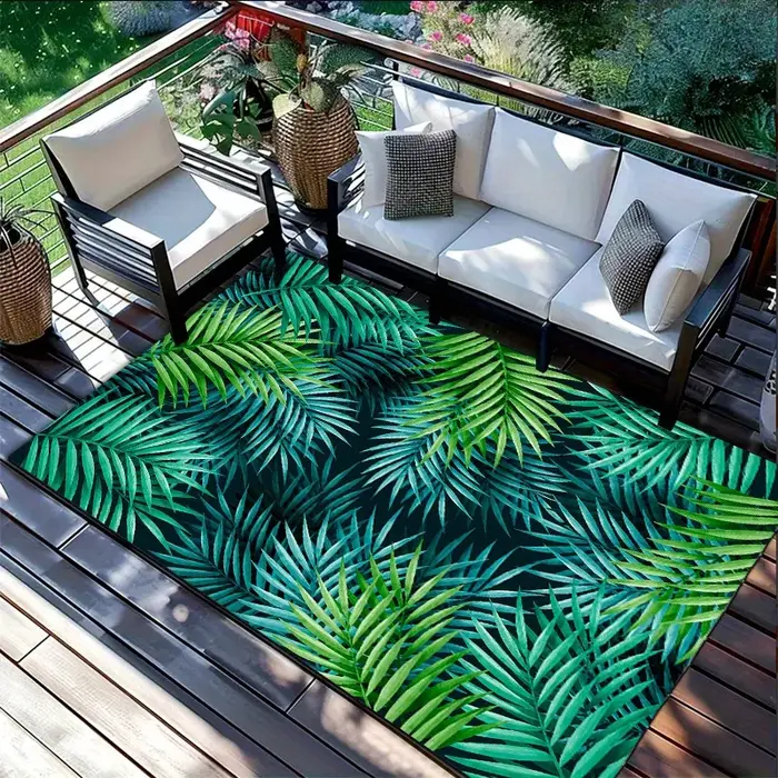 Tapis d'extérieur VIKAMA en feuilles de palmier tropicales
