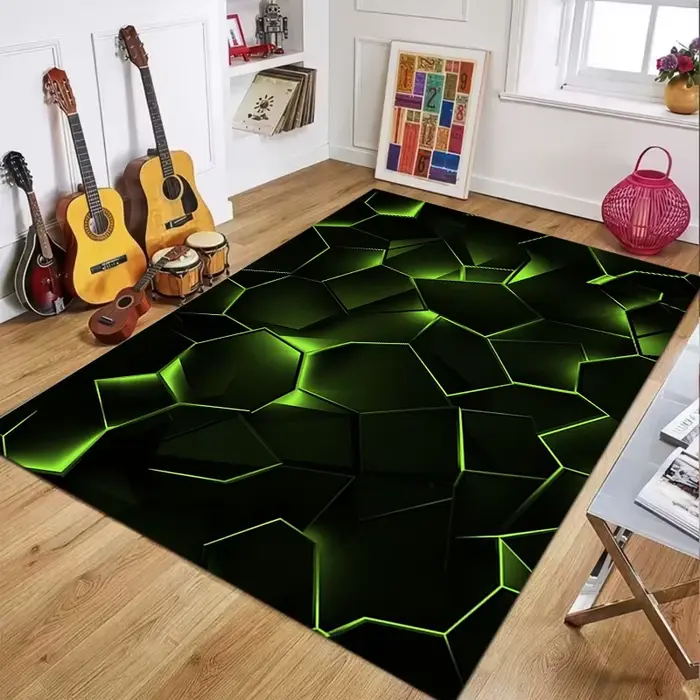 Tapis géométrique noir et rouge