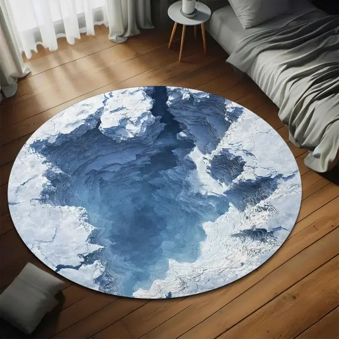 Tapis rond Fantasy Blue Dragon avec imprimé scène de grotte pour thèmes de chambre magiques et mythiques