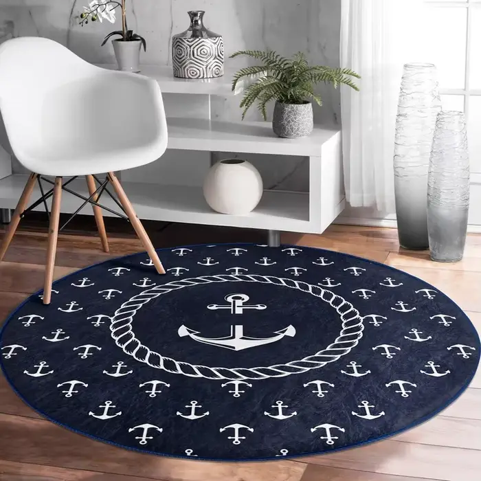 Tapis Illusion Vortex Océan Profond Rond Bleu Tourbillon