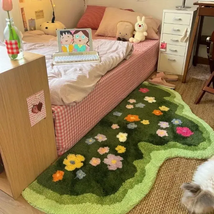 Tapis de forme irrégulière pour chambre à coucher