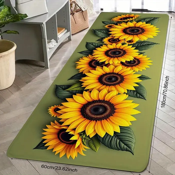 Tapis de sol VIKAMA motif tournesol floral pour l'automne, tapis de salon, tapis de canapé, tapis de cuisine, paillasson d'entrée, tapis de bienvenue