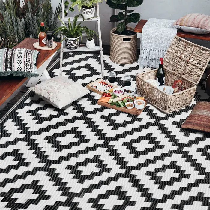 Grand Tapis de Paille en Plastique Pliable et Réversible