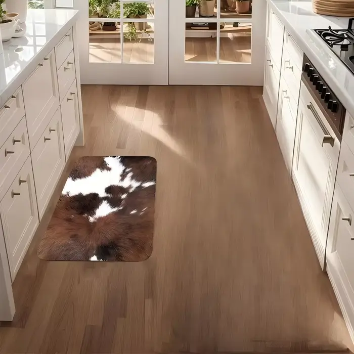 Tapis de cuisine en cuir de vachette pour chambre, salon, salle à manger, salle de bain, buanderie e