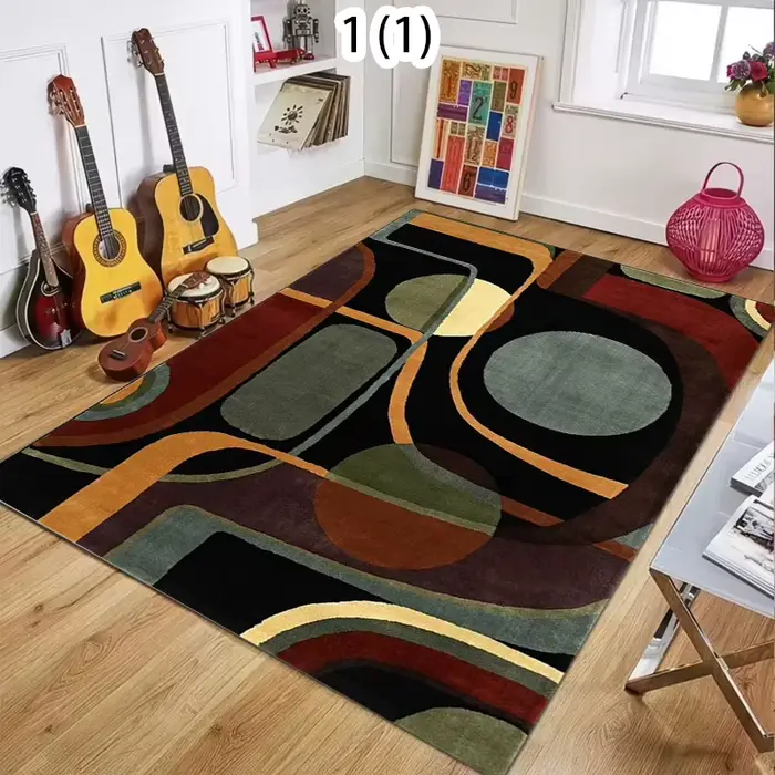 Tapis géométrique pour chambre à coucher, tapis rétro en charbon de bois antidérapant, motif géométrique, style bohème, tapis de cuisine et de restaurant