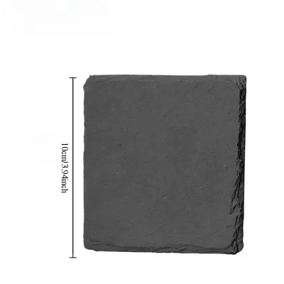 Sous-verres ronds/carrés en pierre d'ardoise noire