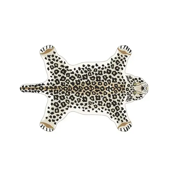 Tapis rose à motif léopard, tapis décoratif pour la maison, tapis à motif animal amusant, tapis doux
