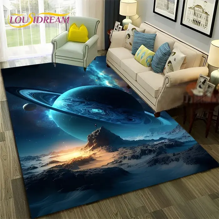 Tapis de sol antidérapant avec espace de l'univers 3D