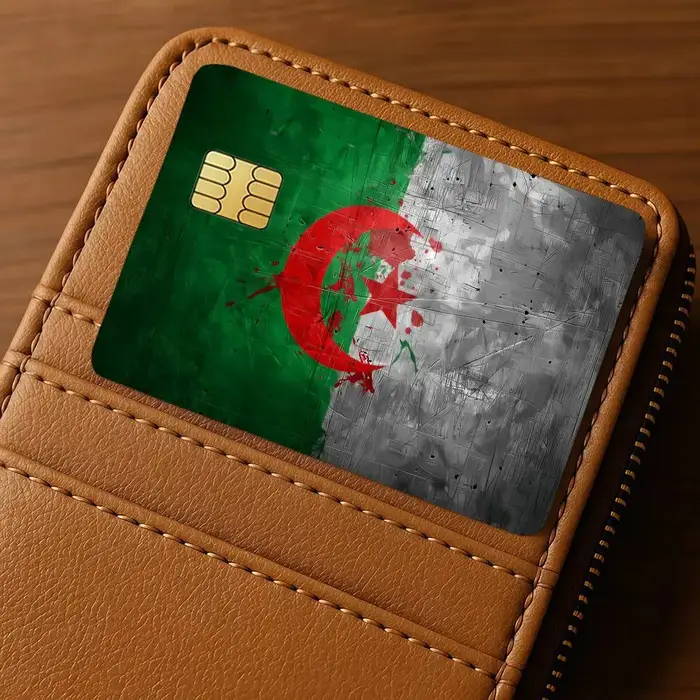 Autocollants de protection pour cartes bancaires et de transport en forme de drapeau de l'Algérie