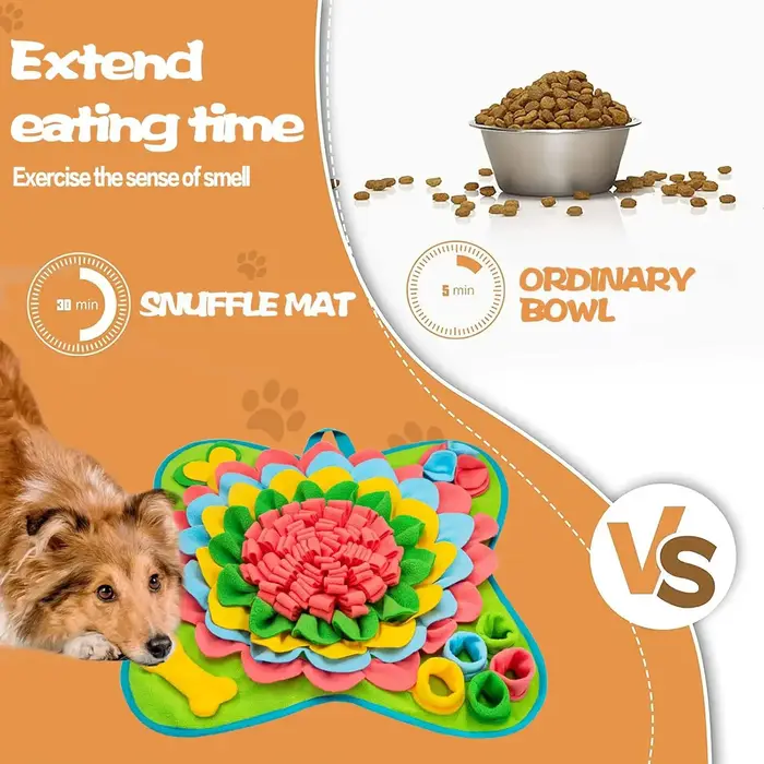 Tapis de distribution lente pour chien, Tapis de reniflage pour chien, Tapis d'entraînement à la dissimulation de nourriture, Stimule l'instinct naturel de recherche de nourriture