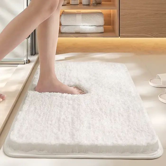 Tapis absorbant pour salle de bain, couleur unie, antibactérien, antidérapant, pour porte de toilett