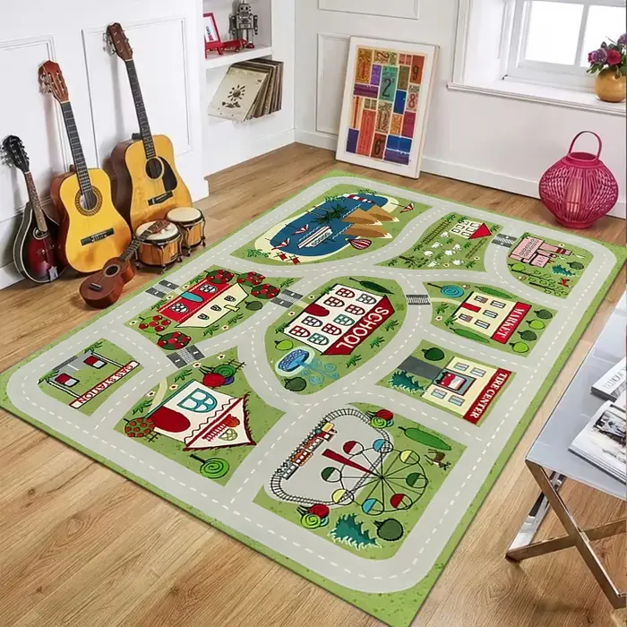 Tapis de jeu pour enfants Rose Thème Parc d'attractions