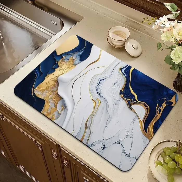 Tapis de vidange de vaisselle de cuisine en marbre