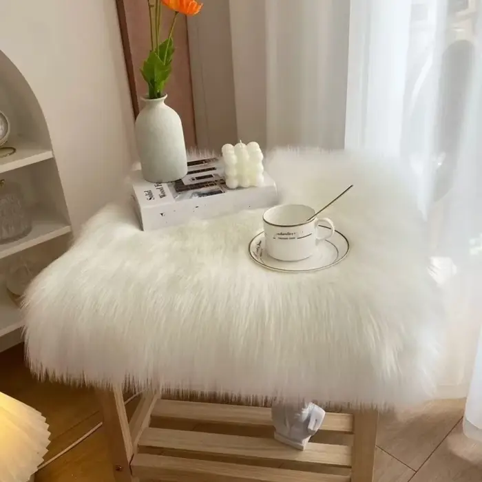 Tapis décoratif doux et moelleux, Surface moelleuse Simple, en peluche, en peau de mouton Shaggy, po
