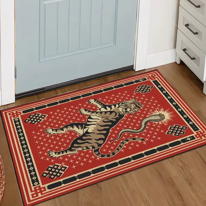 Tapis de bienvenue rétro motif tigre