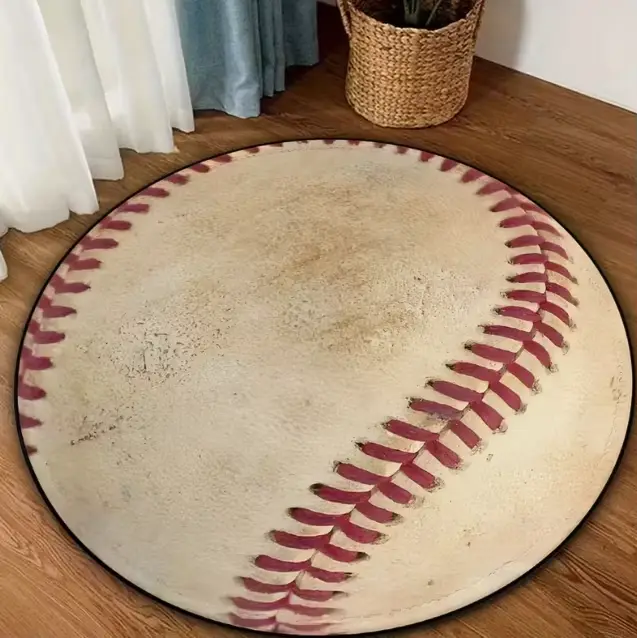 Un tapis rond doté d'un basket-ball de style graffiti et de décoration des bureaux, des salons, des